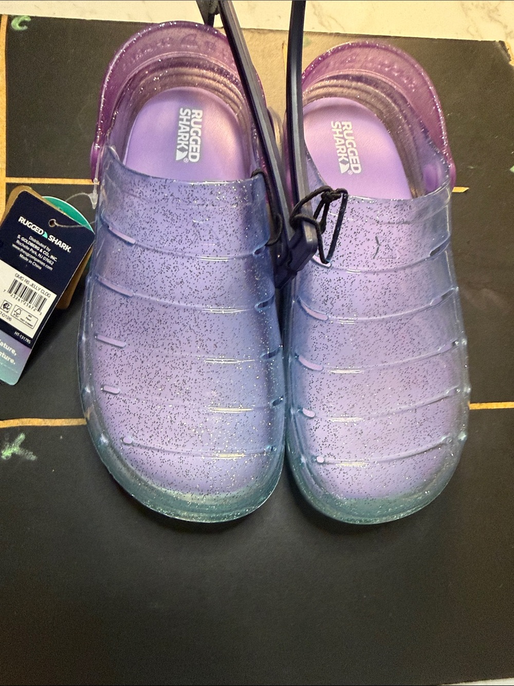Rugged Shark Kids' Sparkle Purple Slip-On Clogs